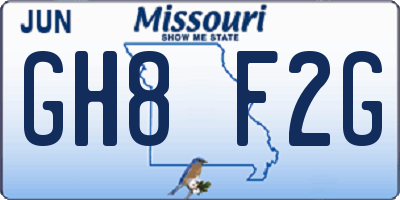 MO license plate GH8F2G