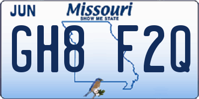 MO license plate GH8F2Q