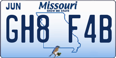 MO license plate GH8F4B