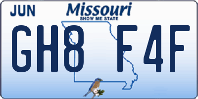 MO license plate GH8F4F
