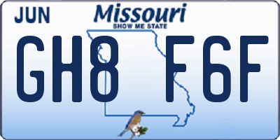 MO license plate GH8F6F