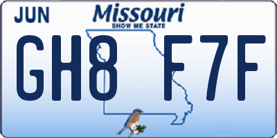 MO license plate GH8F7F