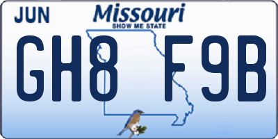 MO license plate GH8F9B