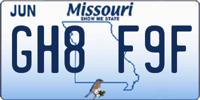 MO license plate GH8F9F