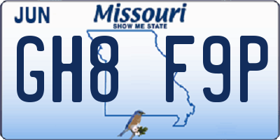 MO license plate GH8F9P
