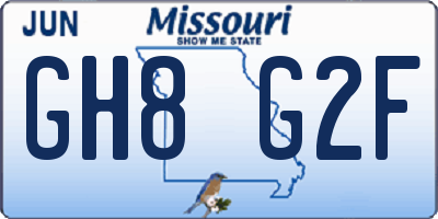 MO license plate GH8G2F