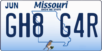 MO license plate GH8G4R