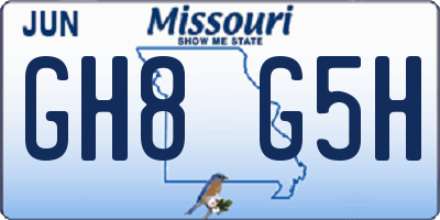 MO license plate GH8G5H