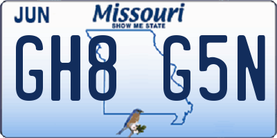 MO license plate GH8G5N