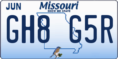 MO license plate GH8G5R