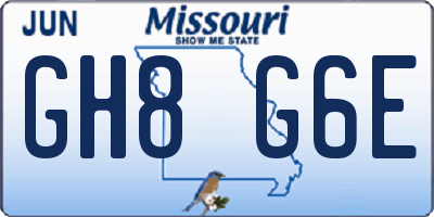 MO license plate GH8G6E