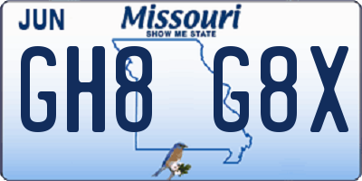 MO license plate GH8G8X