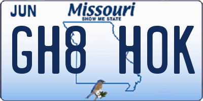 MO license plate GH8H0K