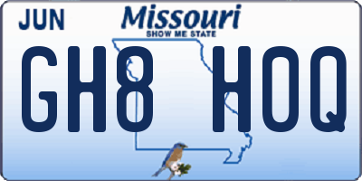 MO license plate GH8H0Q