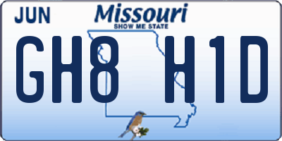 MO license plate GH8H1D