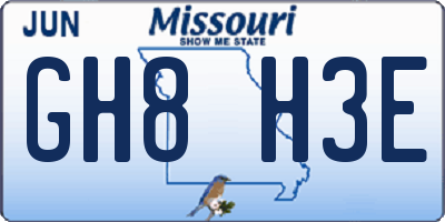 MO license plate GH8H3E
