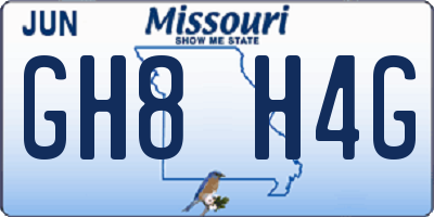 MO license plate GH8H4G