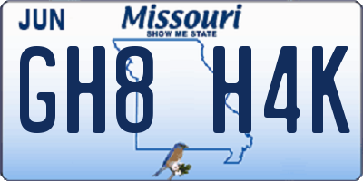 MO license plate GH8H4K