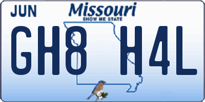MO license plate GH8H4L