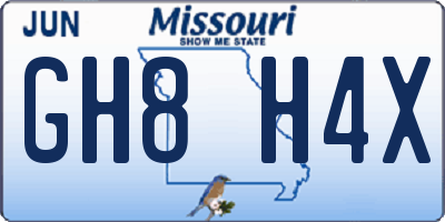 MO license plate GH8H4X