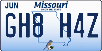 MO license plate GH8H4Z