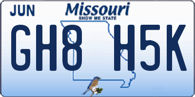 MO license plate GH8H5K