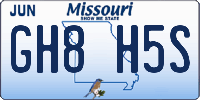 MO license plate GH8H5S