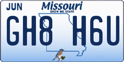 MO license plate GH8H6U
