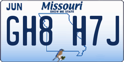 MO license plate GH8H7J