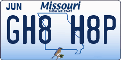 MO license plate GH8H8P
