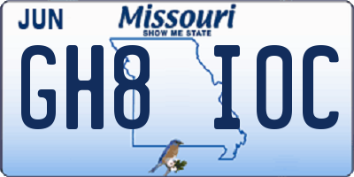MO license plate GH8I0C