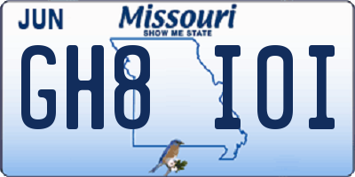 MO license plate GH8I0I