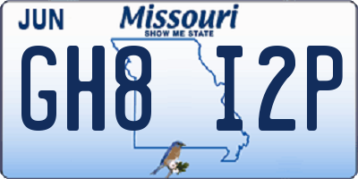MO license plate GH8I2P