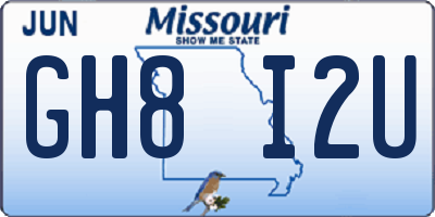 MO license plate GH8I2U