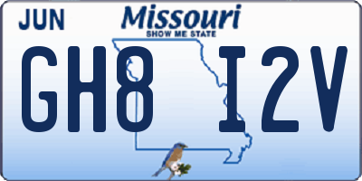 MO license plate GH8I2V