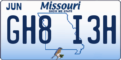 MO license plate GH8I3H