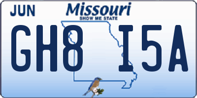 MO license plate GH8I5A