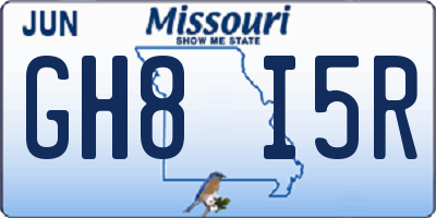 MO license plate GH8I5R
