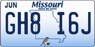 MO license plate GH8I6J