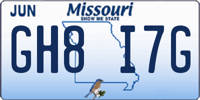 MO license plate GH8I7G