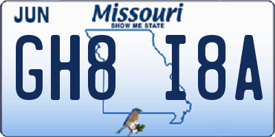 MO license plate GH8I8A