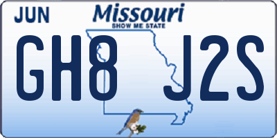 MO license plate GH8J2S