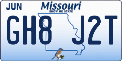 MO license plate GH8J2T