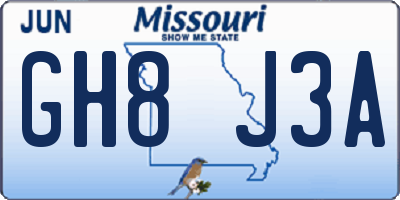 MO license plate GH8J3A