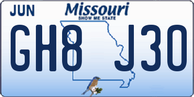MO license plate GH8J3O