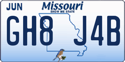MO license plate GH8J4B