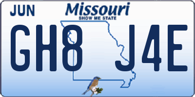 MO license plate GH8J4E