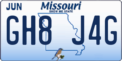 MO license plate GH8J4G