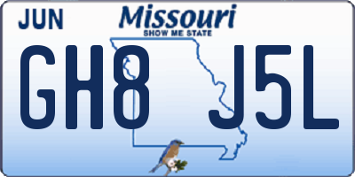 MO license plate GH8J5L