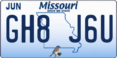 MO license plate GH8J6U